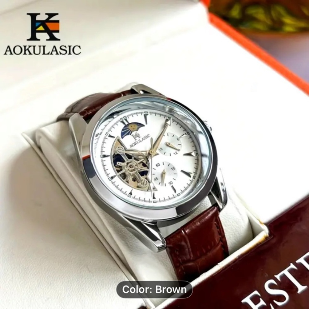 New Men’s Tevise Silver and Brown Men's Watch